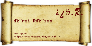 Örsi Rózsa névjegykártya